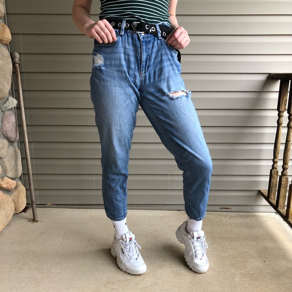 Distressed Garage Girlfriend Jeans